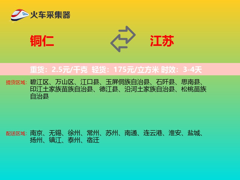 铜仁到江苏轿车托运