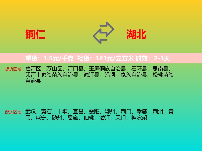 铜仁到湖北长途搬家