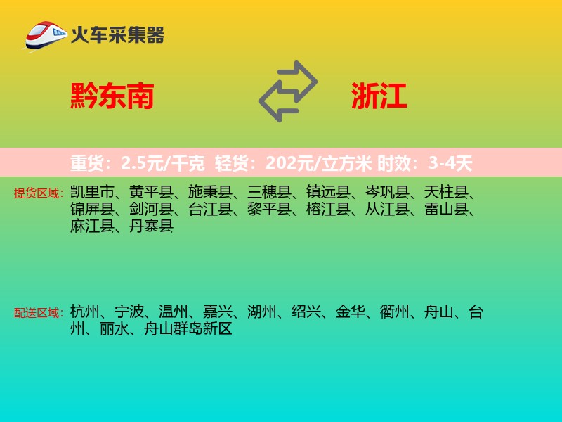 黔东南到浙江轿车托运