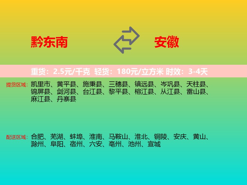 黔东南到安徽长途搬家