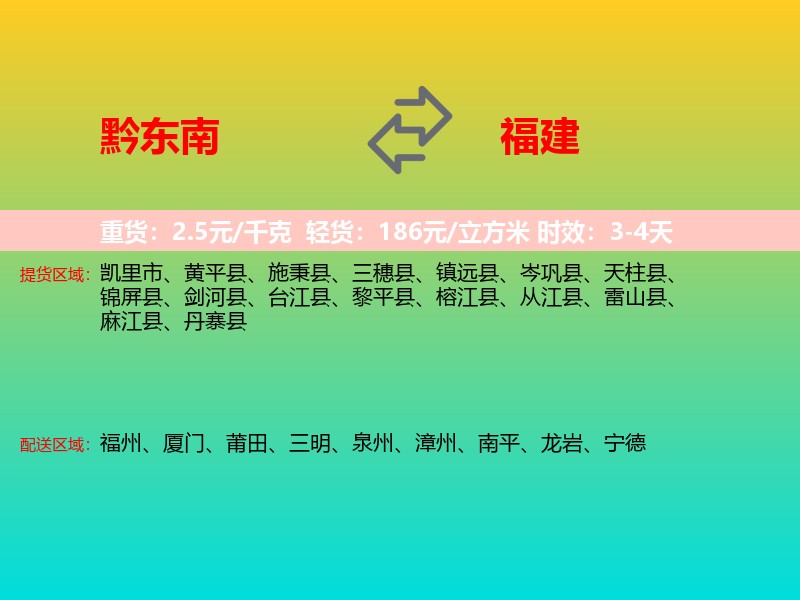 黔东南到福建长途搬家
