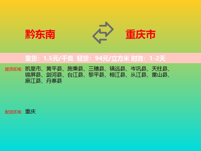 黔东南到重庆市长途搬家