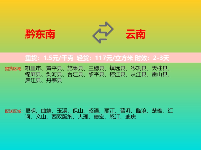黔东南到云南长途搬家