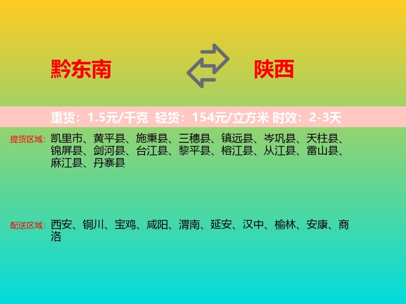 黔东南到陕西长途搬家