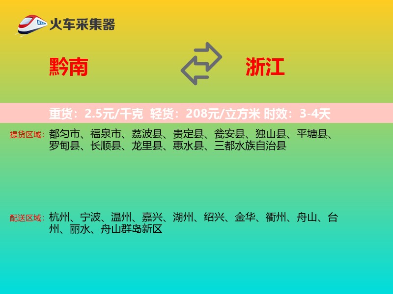 黔南到浙江轿车托运