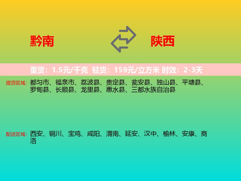 黔南到陕西长途搬家