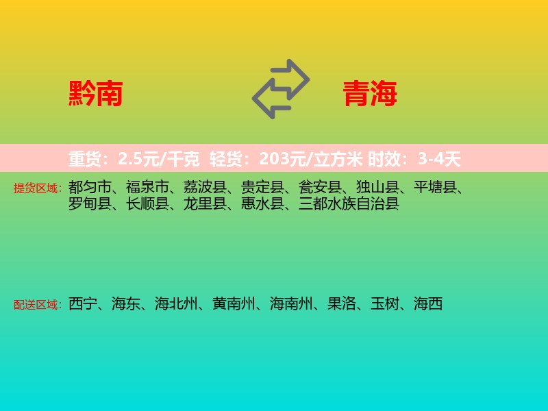 黔南到青海长途搬家
