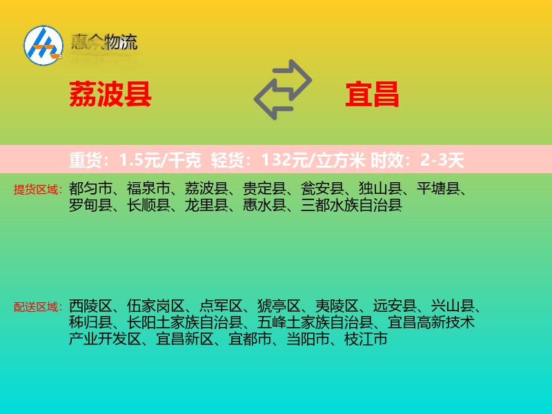 荔波县到宜昌物流专线
