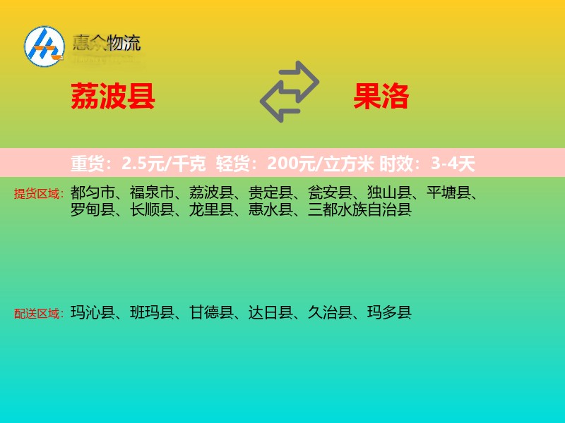 荔波县到果洛物流专线