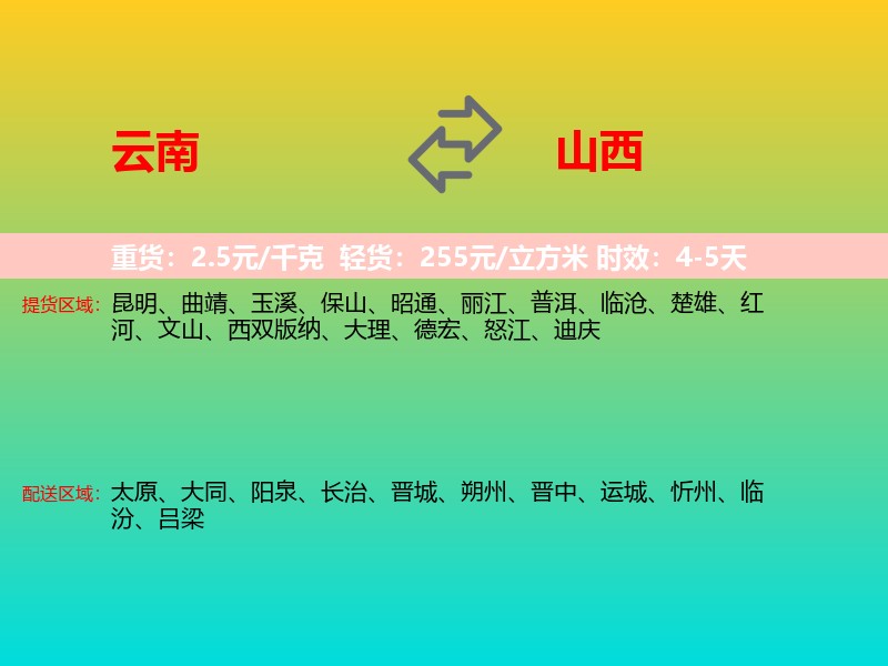 云南到山西长途搬家
