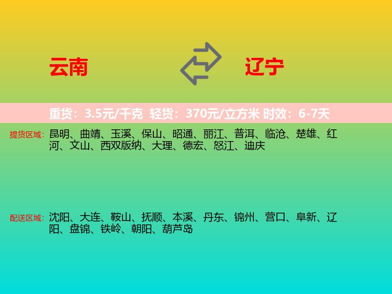 云南到辽宁长途搬家