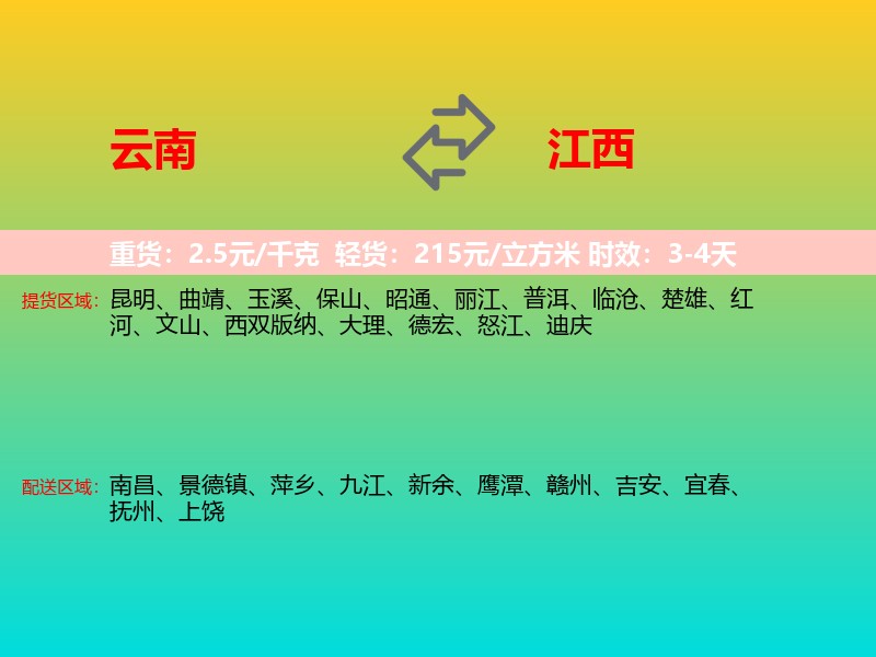 云南到江西长途搬家