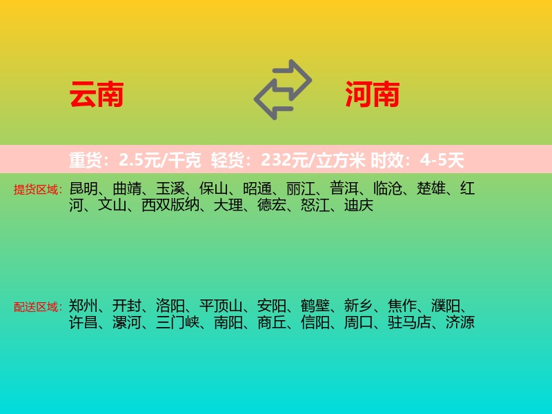 云南到河南长途搬家