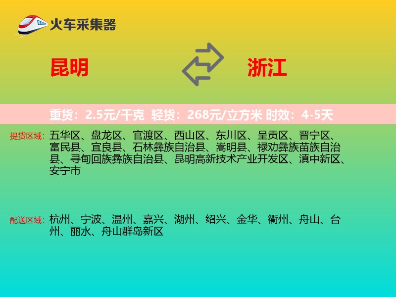 昆明到浙江长途搬家