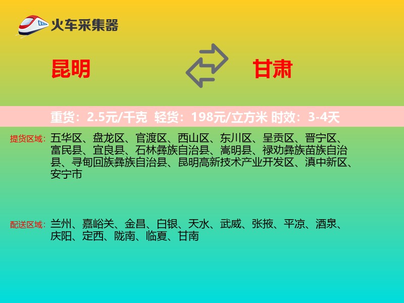 昆明到甘肃长途搬家