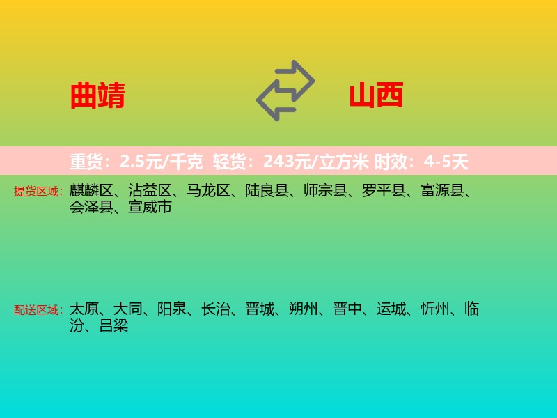 曲靖到山西长途搬家
