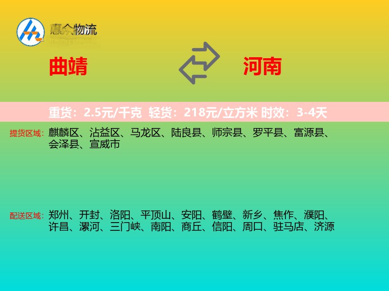 曲靖到河南轿车托运