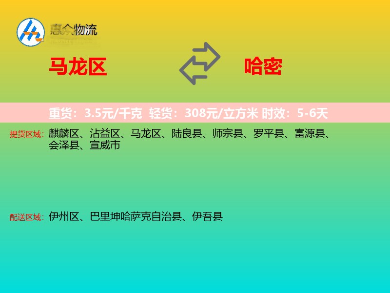 马龙区到哈密物流专线