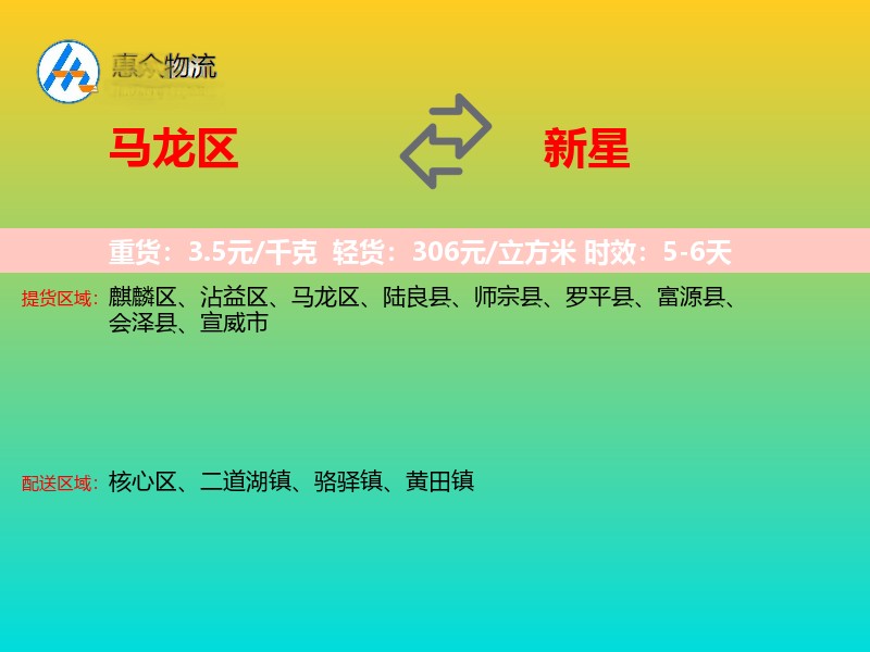 马龙区到新星物流专线