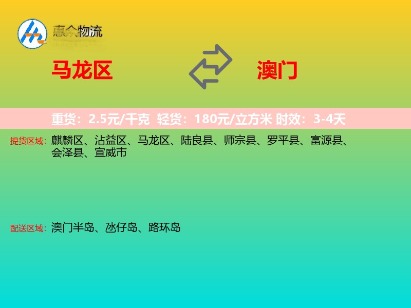 马龙区到澳门轿车托运