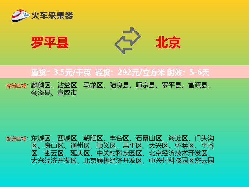 罗平县到北京物流专线