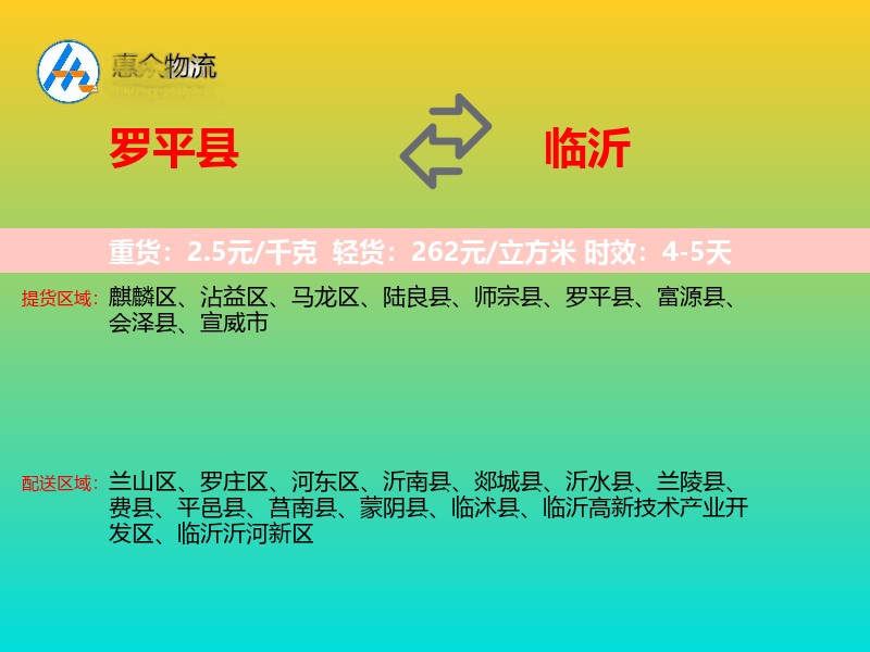 罗平县到临沂物流专线