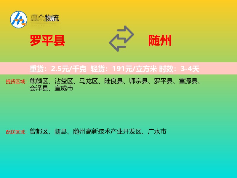罗平县到随州物流专线