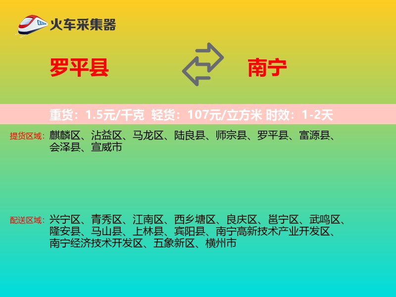 罗平县到南宁物流专线