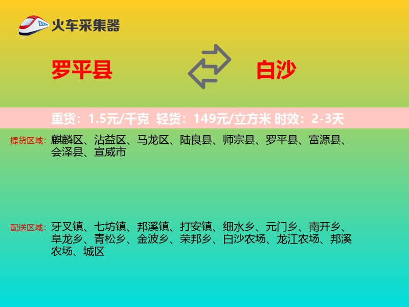 罗平县到白沙物流专线