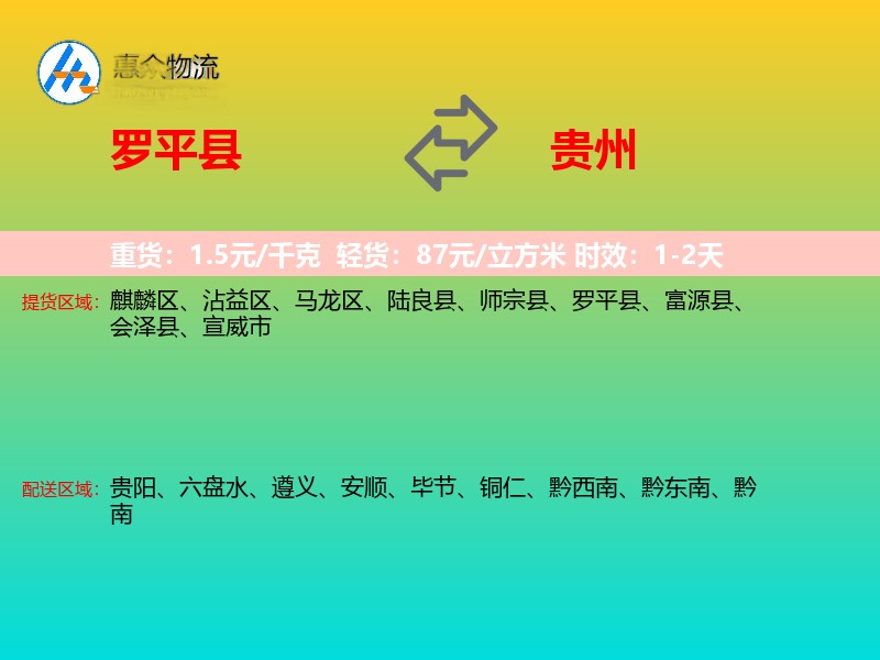 罗平县到贵州物流专线