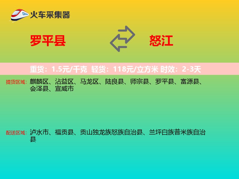罗平县到怒江物流专线