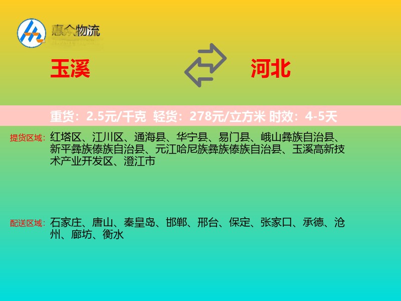 玉溪到河北物流专线