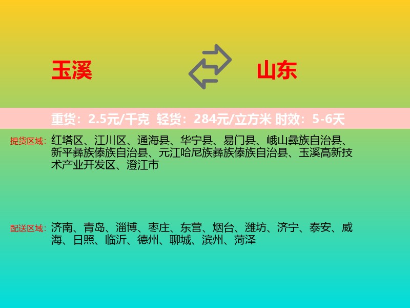 玉溪到山东长途搬家