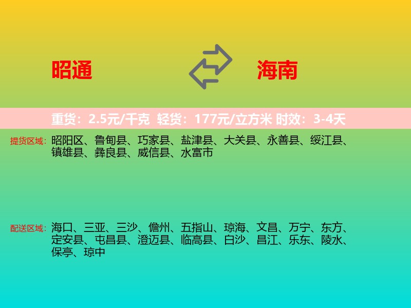昭通到海南长途搬家