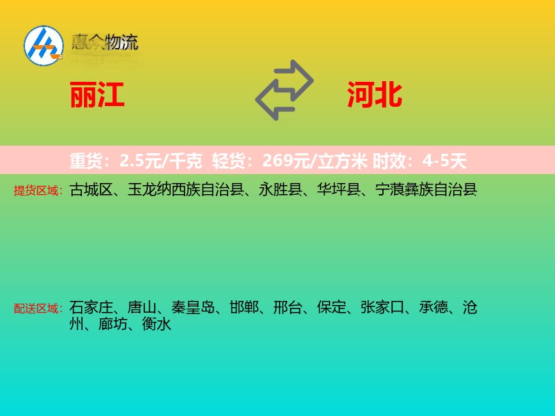 丽江到河北长途搬家