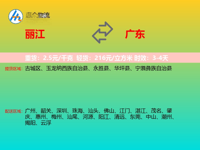 丽江到广东长途搬家
