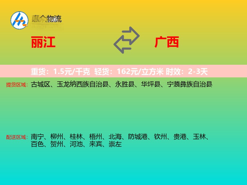 丽江到广西长途搬家