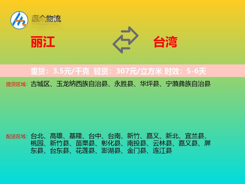 丽江到台湾轿车托运