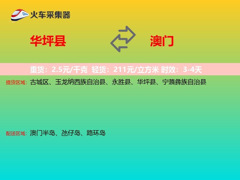华坪县到澳门长途搬家