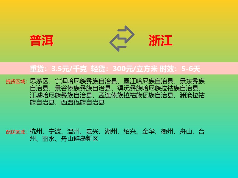 普洱到浙江长途搬家