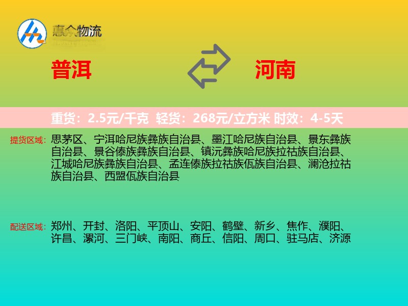 普洱到河南轿车托运