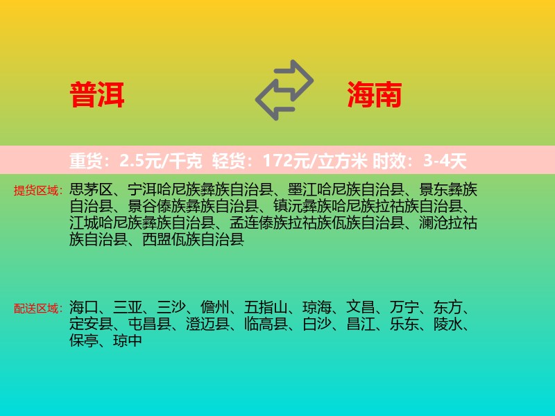 普洱到海南长途搬家