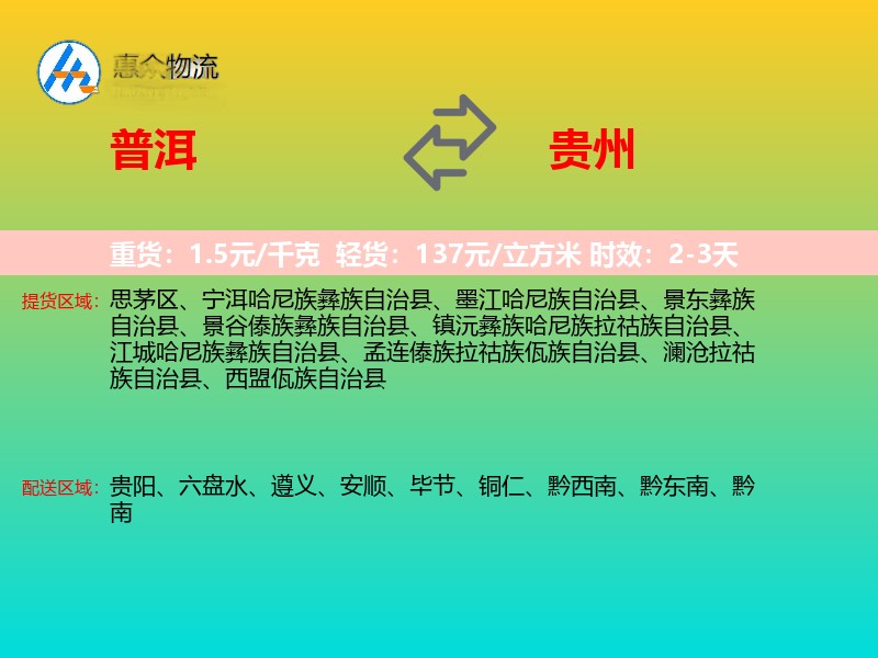 普洱到贵州长途搬家