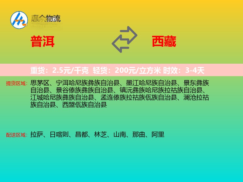 普洱到西藏长途搬家