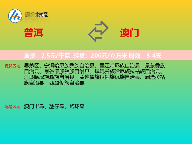 普洱到澳门长途搬家