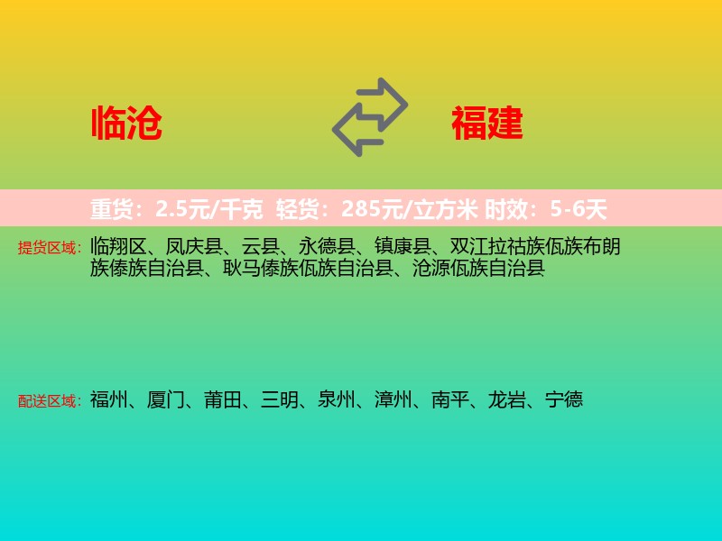 临沧到福建长途搬家