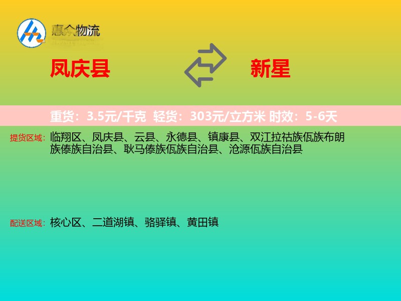 凤庆县到新星物流专线