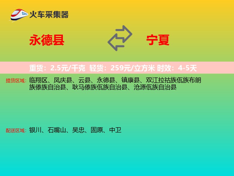 永德县到宁夏长途搬家