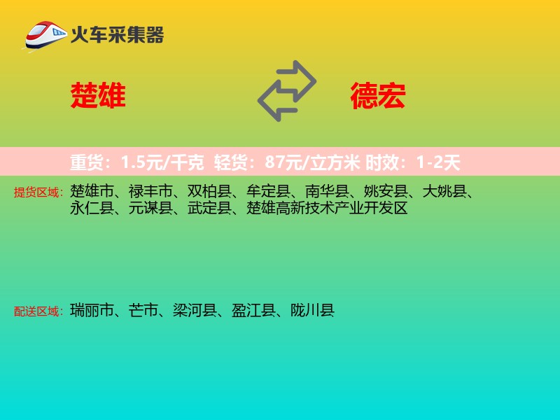 楚雄到德宏物流专线