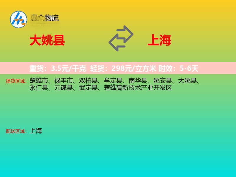 大姚县到上海长途搬家